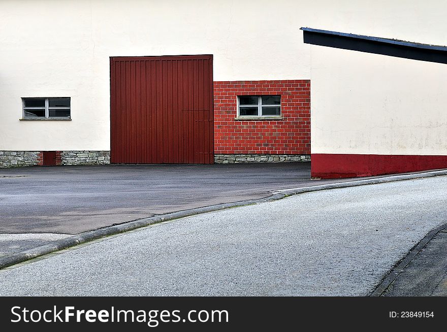 View to yard, farmhouse, Germany