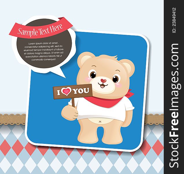 Cute teddy bear greeting card