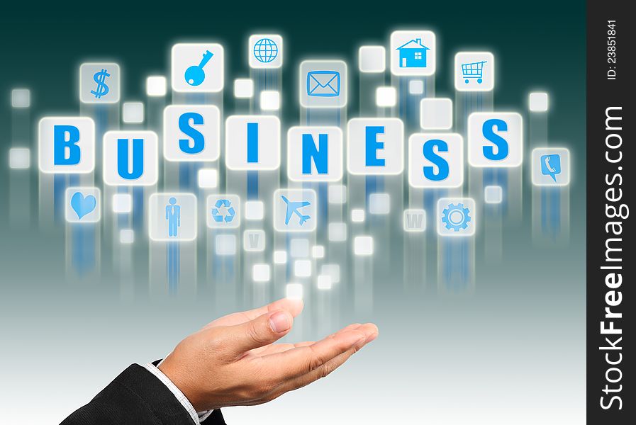 Businessman hand holding with business alphabet streaming images