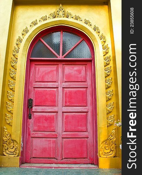 The red doors of the Golden Temple of Thai. The red doors of the Golden Temple of Thai.