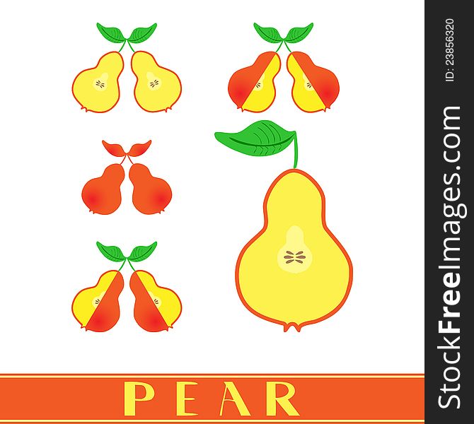 Combination of pears- orange and yellow with green leaf and typography