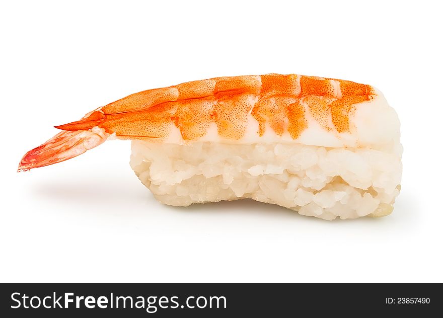 Single sushi against white background