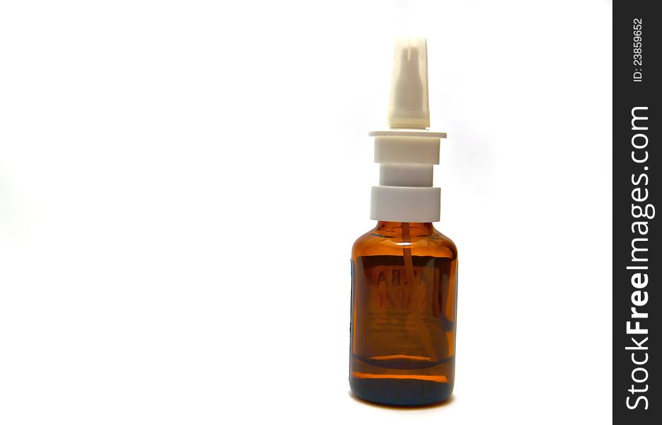 Bottle of medicine on white background