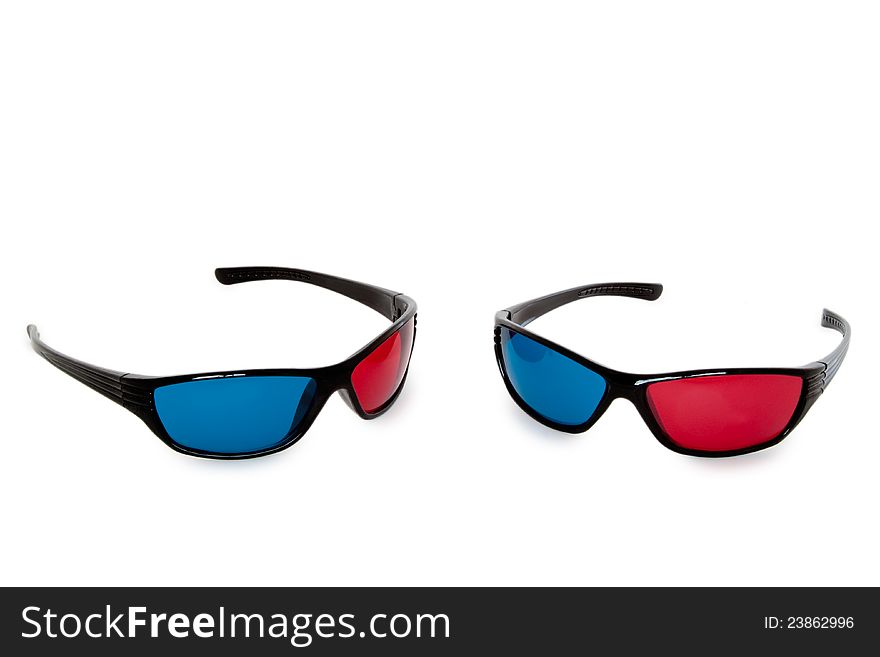 Anaglyphs with red and blue glass - isolated