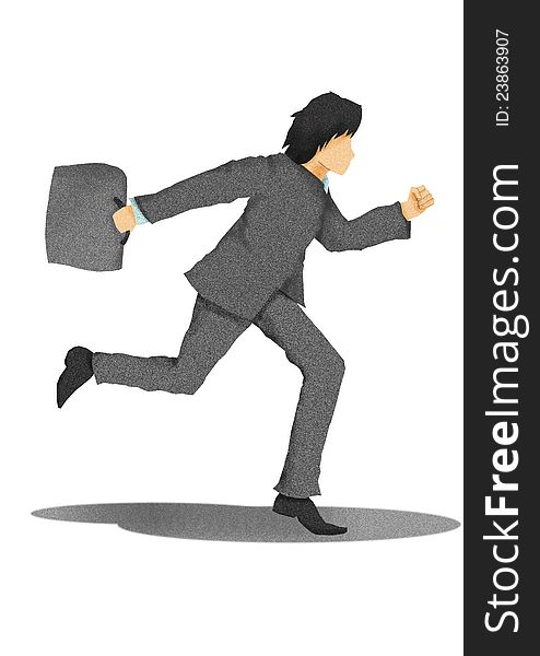 Business Man With Briefcase Running