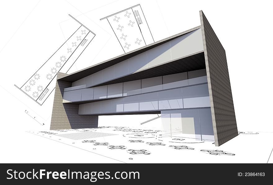 3d illustration of modern building