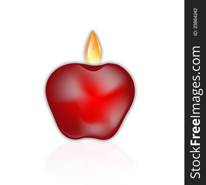 Illustration of an apple shaped candle on white background. Illustration of an apple shaped candle on white background