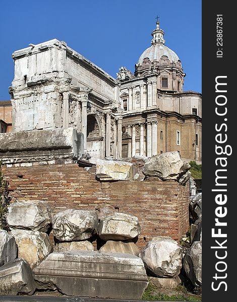 The ruins of Rome, the Forum Romano, Italia. The ruins of Rome, the Forum Romano, Italia