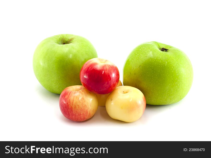 Fresh various fruits isolated on white background.