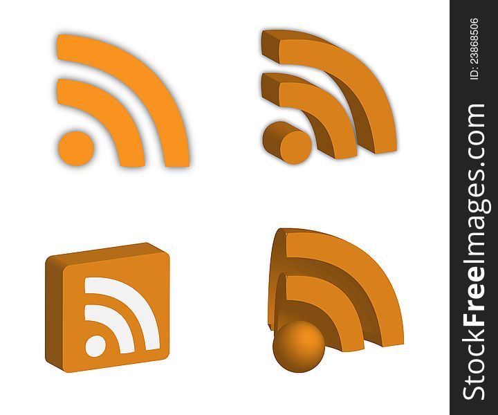 Illustration of 3d rss icons