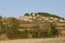 Old Village Perched On A Hill, Rasteau In Provence Royalty Free Stock Photography Old Village Perched On A Hill, Rasteau In Provence Royalty Free Stock Photography