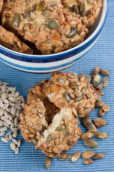 Round Cookies With Pumpkin Seed Stock Photos Round Cookies With Pumpkin Seed Stock Photos