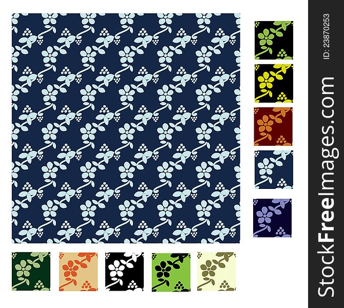 Decorative floral seamless patterns with  10 color variants. Decorative floral seamless patterns with  10 color variants