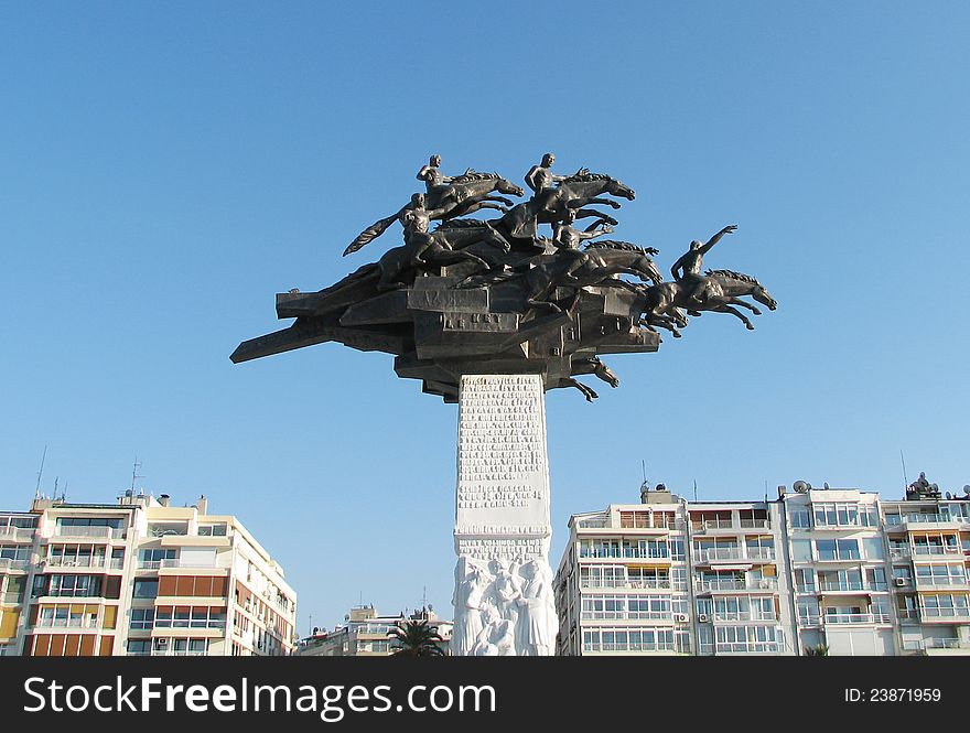 Tree of the Republic (Cumhuriyet Agaci) - Monument on the Gundogdu square at Alsancak, Izmir,Turkey. Tree of the Republic (Cumhuriyet Agaci) - Monument on the Gundogdu square at Alsancak, Izmir,Turkey