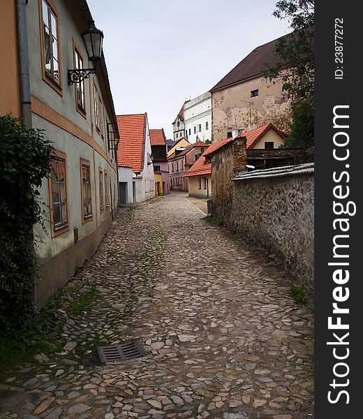 Street along Jindrichuv Hradec city castle, Czech Republic. Street along Jindrichuv Hradec city castle, Czech Republic