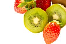 Kiwi And Strawberry Isolated Over White Royalty Free Stock Photos Kiwi And Strawberry Isolated Over White Royalty Free Stock Photos