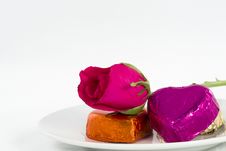 Chocolate Heart And Rose In The Valentine S Day Royalty Free Stock Images Chocolate Heart And Rose In The Valentine S Day Royalty Free Stock Images