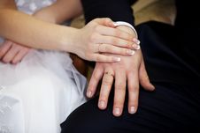 Newlyweds Holding Hands Royalty Free Stock Photography Newlyweds Holding Hands Royalty Free Stock Photography