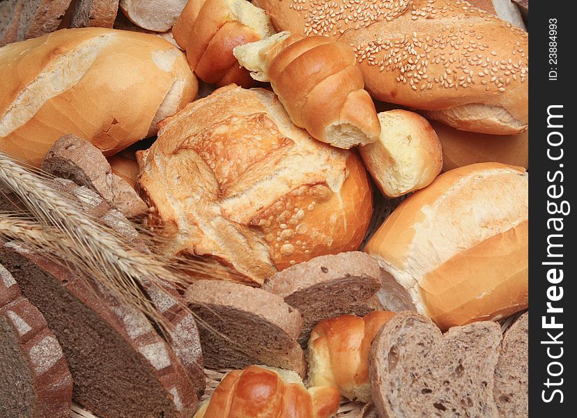 Variety of fresh different breads. Variety of fresh different breads