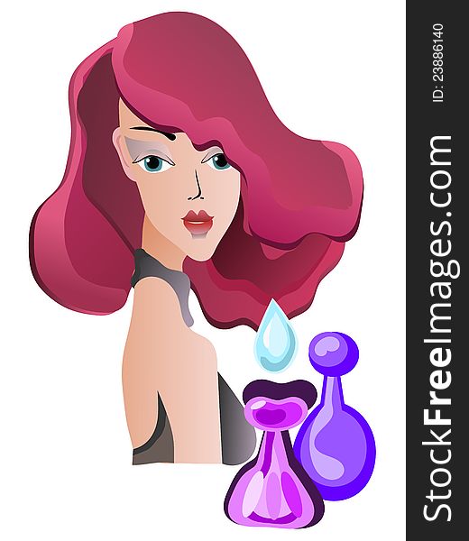 Vector illustration of a girl with perfume