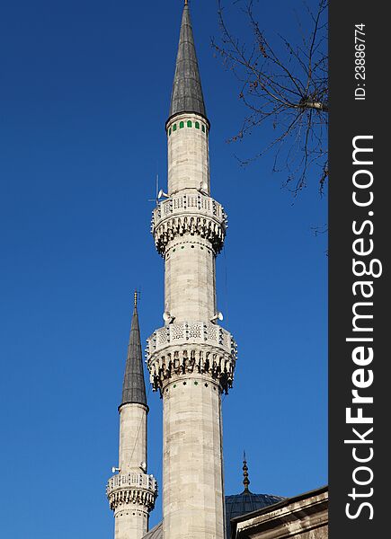 Minarets of Eyup Sultan Mosque, Istanbul, Turkey. Minarets of Eyup Sultan Mosque, Istanbul, Turkey.