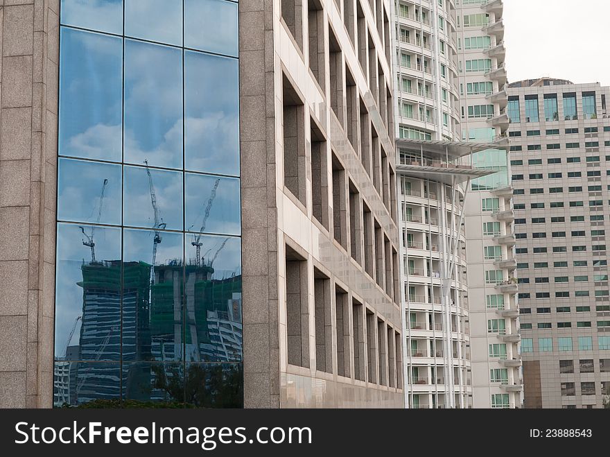 Construction reflection on modern building