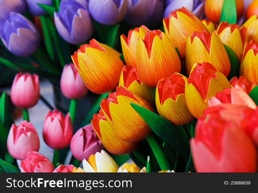 Colorful Wooden Tulips