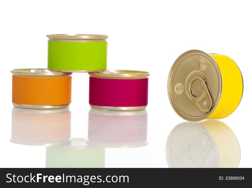 Canned goods on a white background