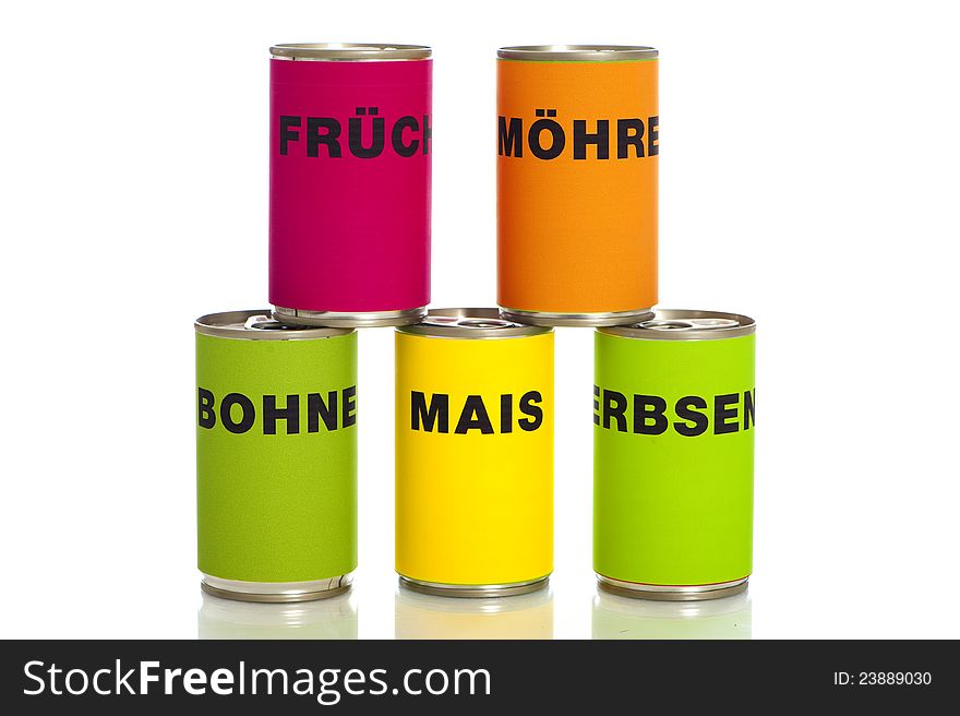 Canned goods on a white background