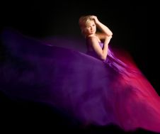 Beautiful Blonde In A Dress Made Of Fabric Flying Royalty Free Stock Images Beautiful Blonde In A Dress Made Of Fabric Flying Royalty Free Stock Images