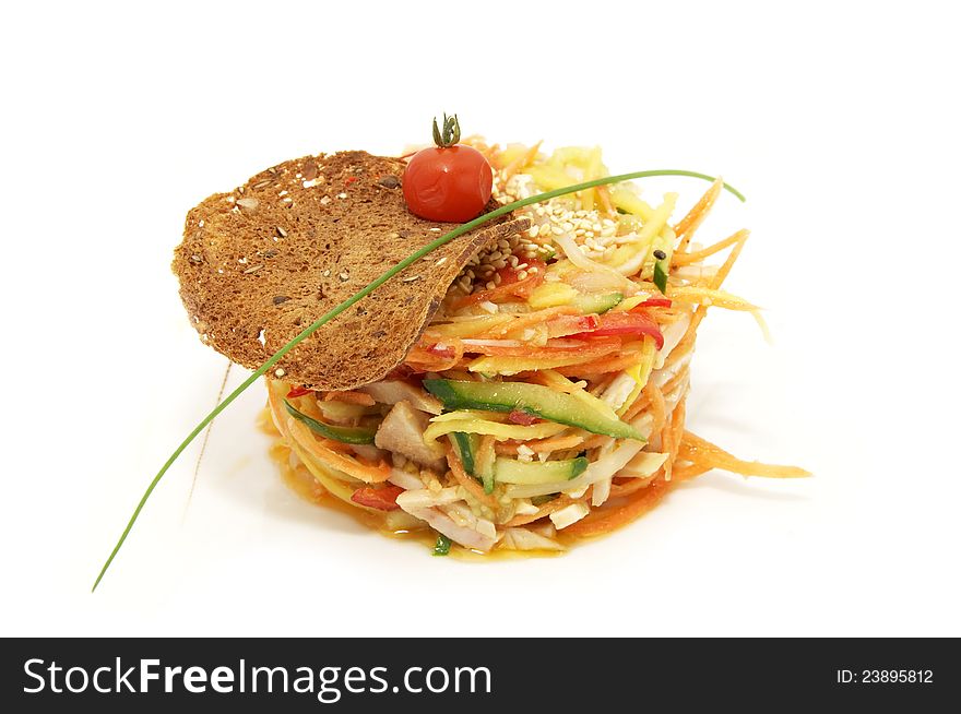 Thai salad of exotic vegetables on a white background