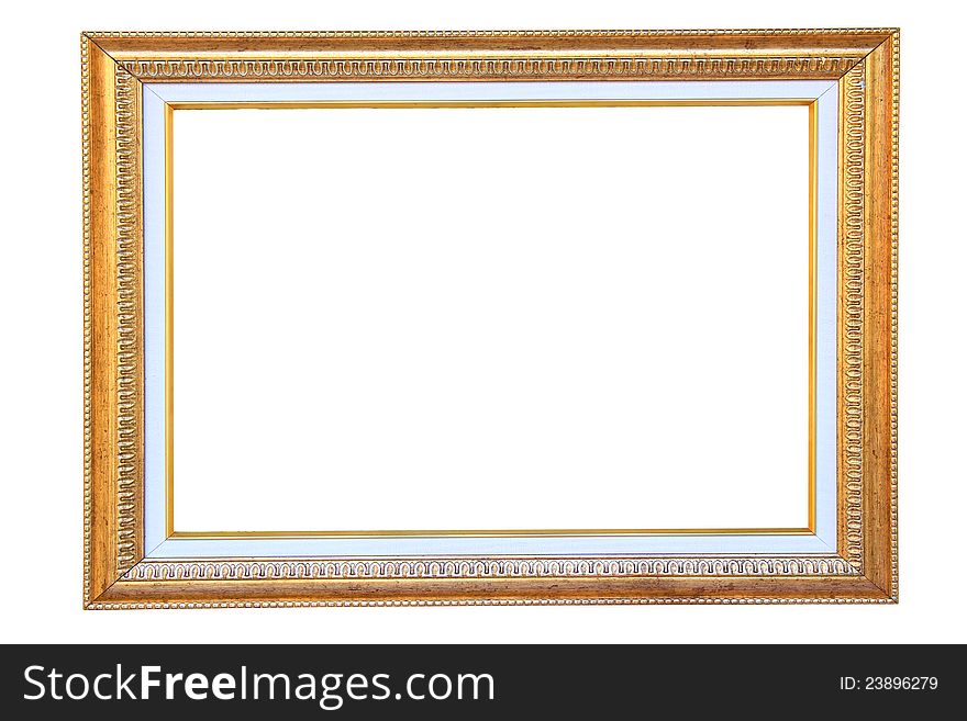 Vintage gold wood frame with clipping path