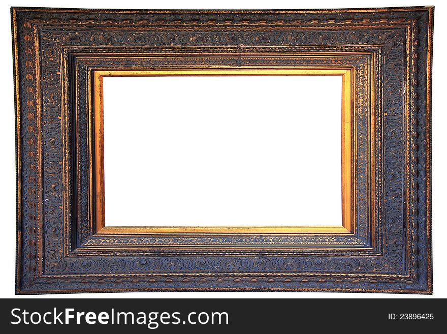 Vintage gold wood frame with clipping path
