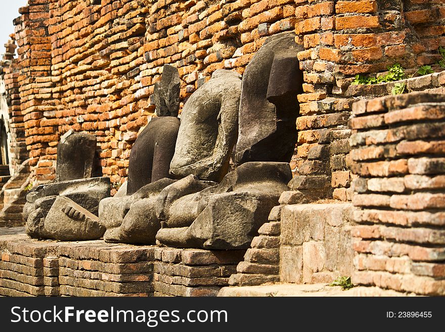 Ancient ruin Buddha image in Thailand