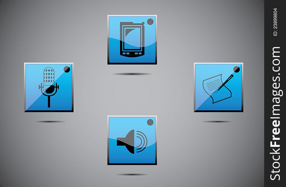 Vector icon set color. music, mic.