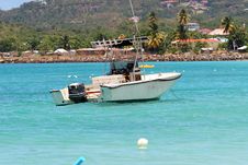 Fishing Boat In Caribbean Bay Royalty Free Stock Photo