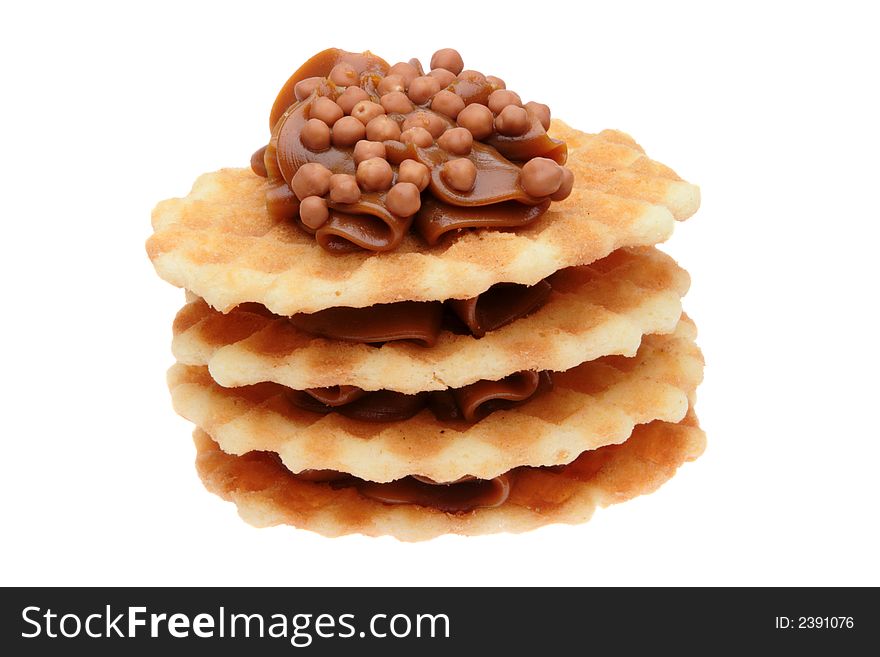 The chocolate pastry on white background. Isolated image. The chocolate pastry on white background. Isolated image.