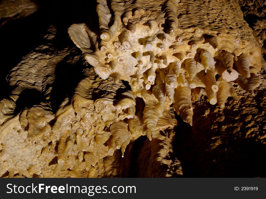 Stalagmites in cavern