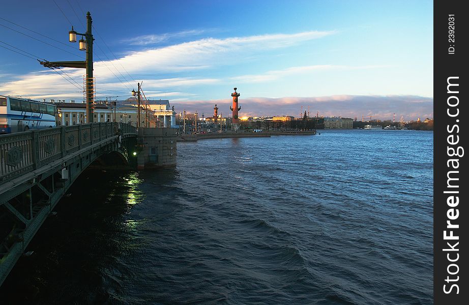 Fragment of the Palace bridge in  St.-Petersburg