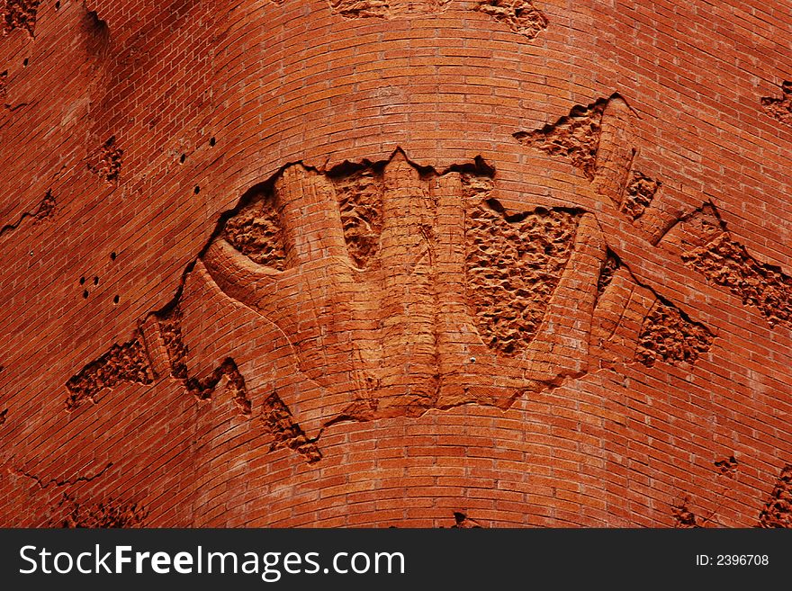 Perspective view of a wall of Palau la Musica CatalanaBarcelona Spain