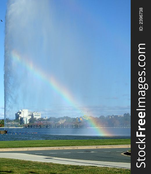 Water fountain and rainbow effect