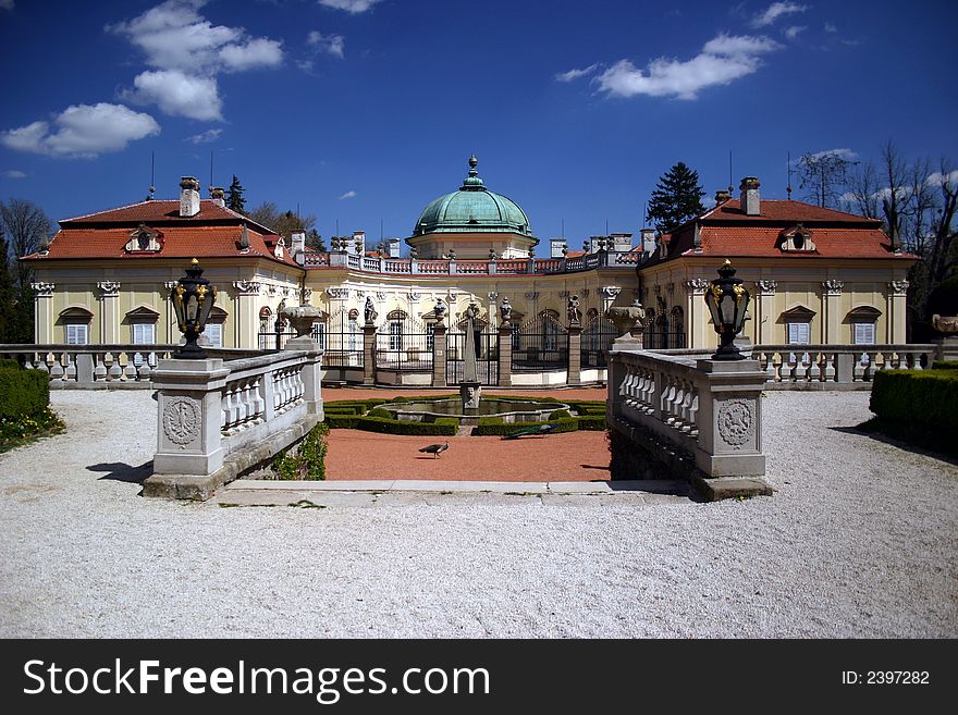Czech castle - muvement old Italian baroque villa in a garden. Czech castle - muvement old Italian baroque villa in a garden