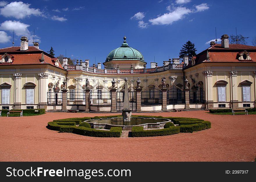 Czech castle - muvement old Italian baroque villa in a garden. Czech castle - muvement old Italian baroque villa in a garden