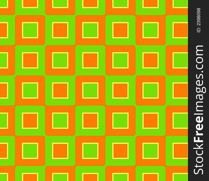 Retro abstract of rounded squares in orange, lime green and yellow. Retro abstract of rounded squares in orange, lime green and yellow