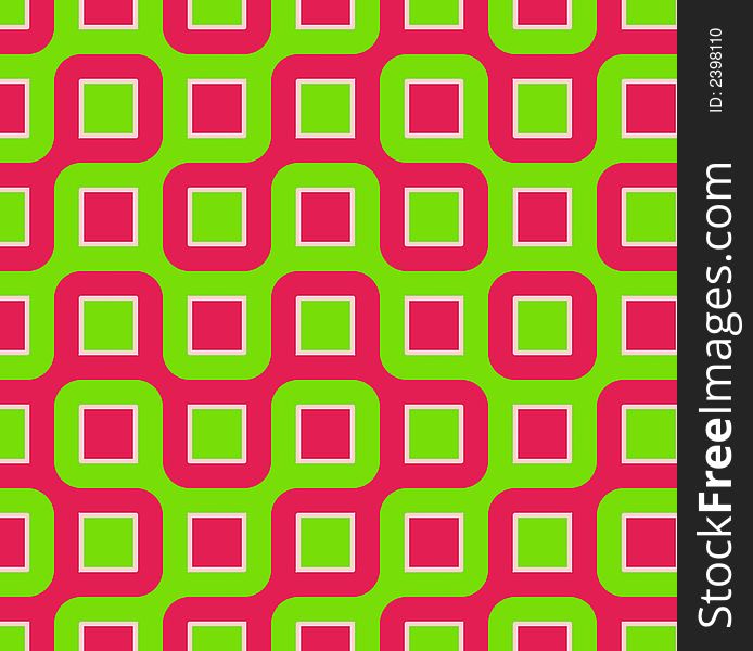 Retro abstract of rounded squares in hot pink and lime green. Retro abstract of rounded squares in hot pink and lime green
