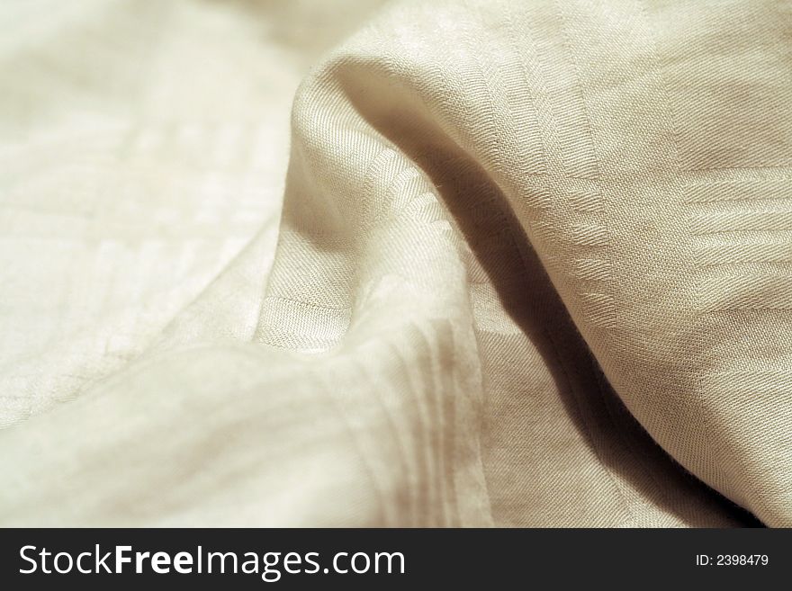 Beige Fabric Background With Waves, Shallow Depth Of Field