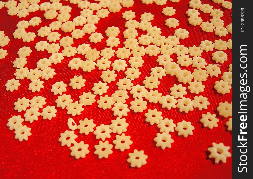 Paste flowers on a red silk