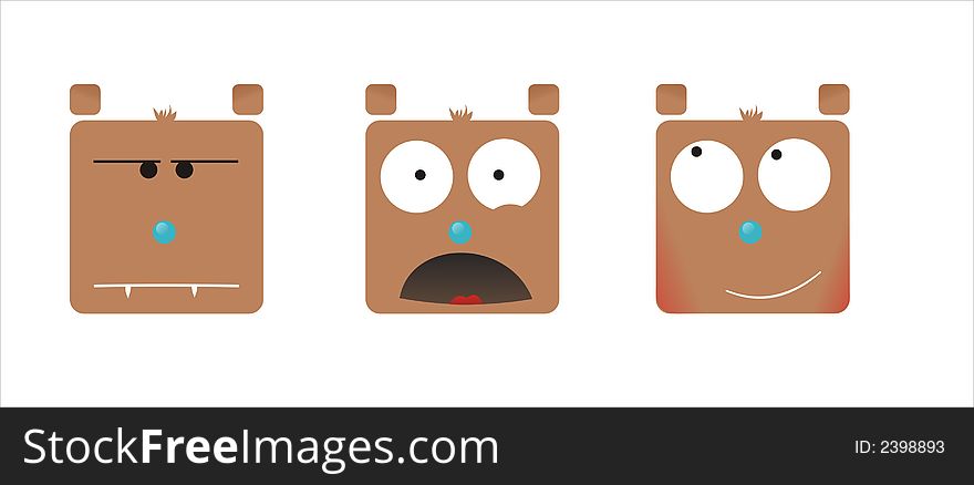 Brown bear with different emotions. Brown bear with different emotions