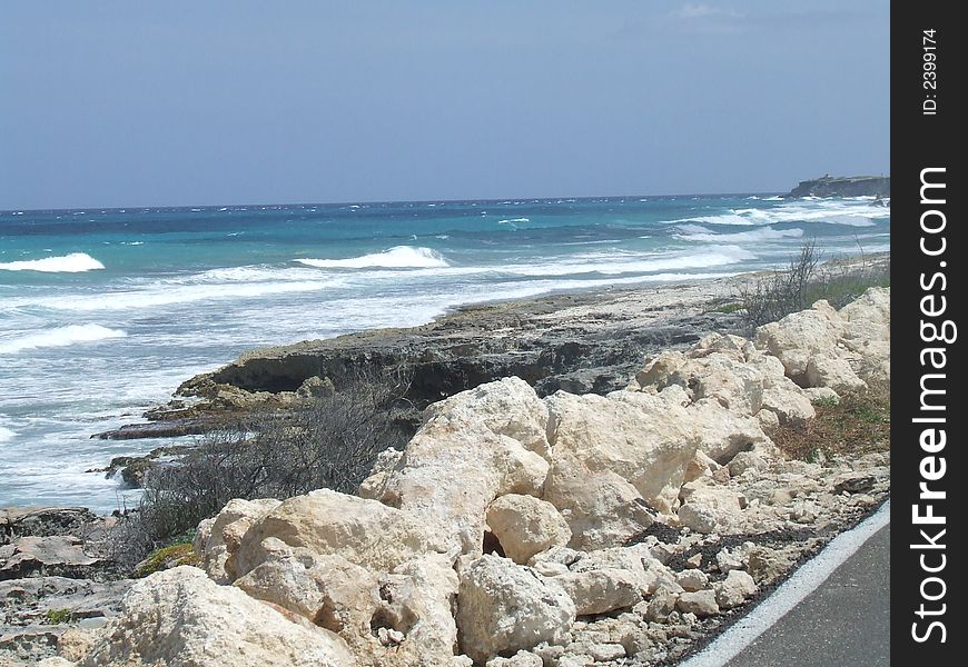 Coastline and road view in cancun - Mexico