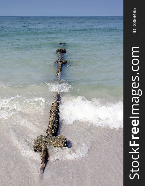 Beach Barrier used for erosion control.Madeira Beach Florida. Beach Barrier used for erosion control.Madeira Beach Florida